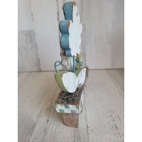 Wooden spring flower pot AS IS Easter home decor - Picture 7 of 8